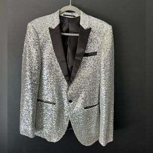 ASOS silver sequin suit slim fit